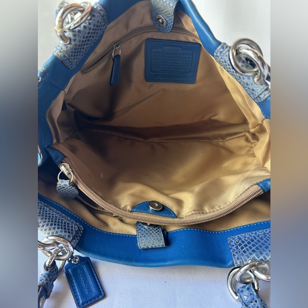 Coach Penelope Blue pebbled Leather Handbag/shoulder bag - Picture 4 of 9